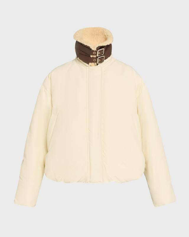 Faux-Shearling Collar Puffer Jacket